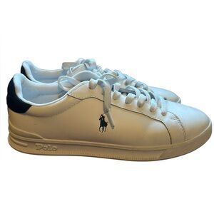Polo Ralph Lauren Men’s White Sneakers with Navy  Accents Size 9